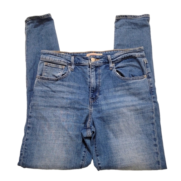 Levi's 721 High Rise Skinny medium wash distressed knees jeans 31 - Picture 3 of 8